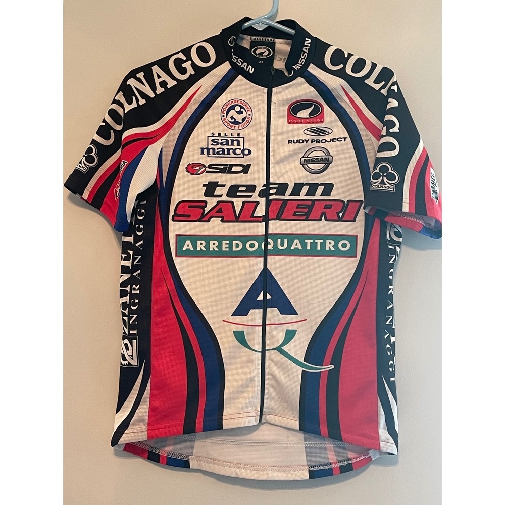 Vintage Parentini Team Salieri Cycling Jersey Colnago Nissan Italy White Red